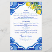 青いタイルレモンのヴィンテージイタリアンメニューカード (裏面)