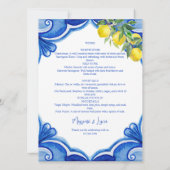 青いタイルレモンのヴィンテージイタリアンメニューカード 招待状 (裏面)