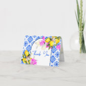 青いタイルレモンbougainvilleaアマルフィポジターノ サンキューカード (正面)