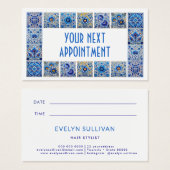 青いタイル地中海ののフレームアポイントメントカード (正面&裏面)