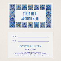 青いタイル地中海ののフレームアポイントメントカード