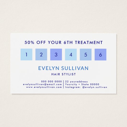 青いタイル地中海ののフレームロイヤリティカード (裏面)