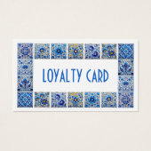 青いタイル地中海ののフレームロイヤリティカード (正面)
