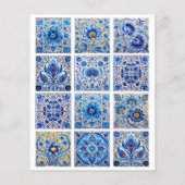 青いタイル地中海のフレームフライヤー チラシ (裏面)