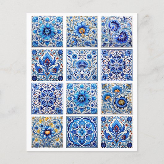 青いタイル地中海のフレームフライヤー チラシ (裏面)