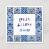 青いタイル地中海のフレーム名刺 スクエア名刺 (正面)