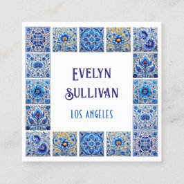 青いタイル地中海のフレーム名刺 スクエア名刺