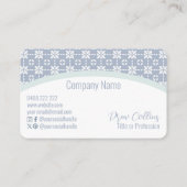 青いタイル張りのアーチ上の白い花模様 名刺 (裏面)