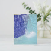 青いタイル張りのプール噴水 ポストカード (スタンド正面)