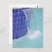 青いタイル張りのプール噴水 ポストカード (正面/裏面)