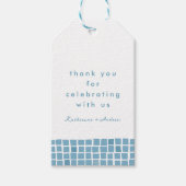 青いタイル枠ギリシャ結婚人の感謝してい好み ギフトタグ (正面)