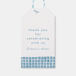 青いタイル枠ギリシャ結婚人の感謝してい好み ギフトタグ