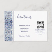 青いタイル結婚の向きQRコード挿入カード エンクロージャーカード (正面)