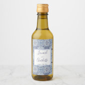 青いタイル結婚式の引き出物 ワインラベル (正面)