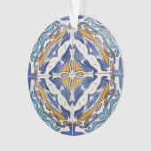 青いタイル オーナメント (正面)