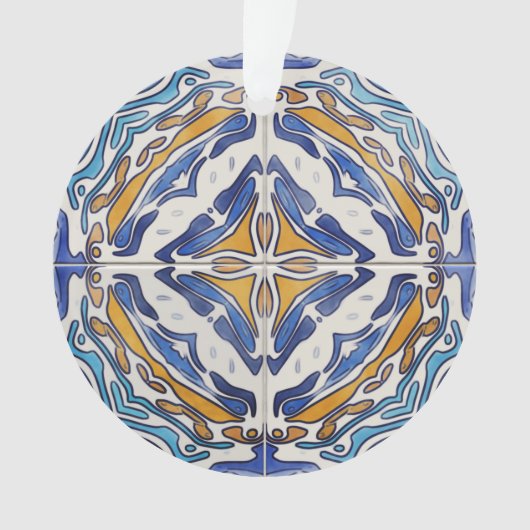 青いタイル オーナメント (正面)