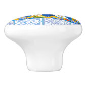 青いタイル，シチリアの太陽，モザイク，マジョリカ，レモン， セラミックノブ (側面)