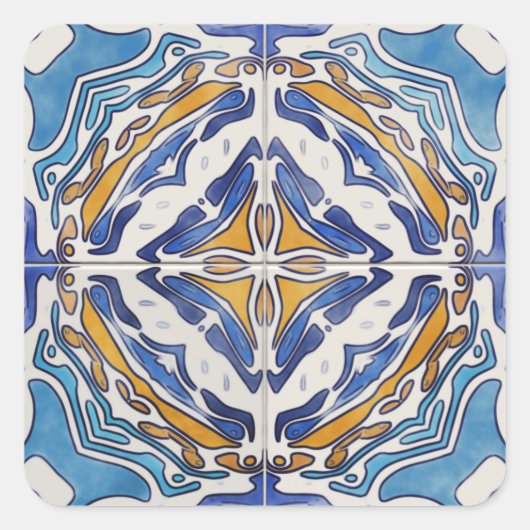 青いタイル スクエアシール (正面)