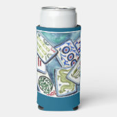 青いタイル スリム缶クーラー (Seltzer正面)