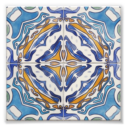 青いタイル フォトプリント            (正面)