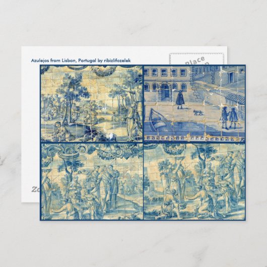 青いタイル ポストカード (正面/裏面)