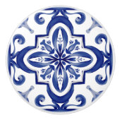 青いタイル，モザイク，マジョリカ， セラミックノブ (正面)