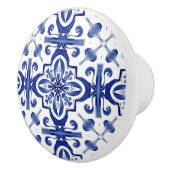 青いタイル，モザイク，マジョリカ， セラミックノブ (右)