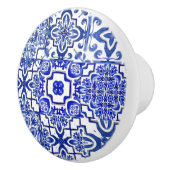 青いタイル，モザイク，マジョリカ， セラミックノブ (右)