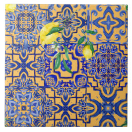 青いタイル，モザイク，マジョリカ， タイル