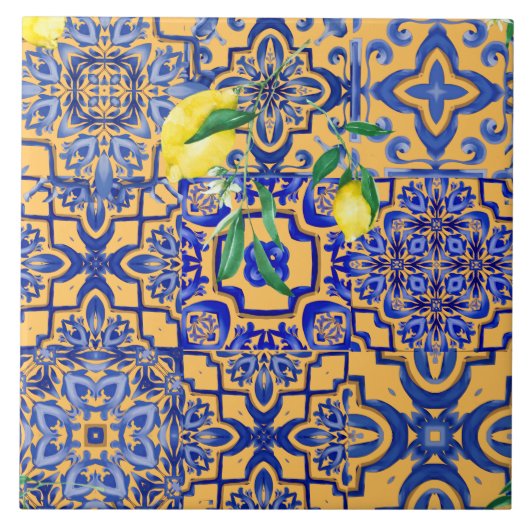 青いタイル，モザイク，マジョリカ， タイル (正面)