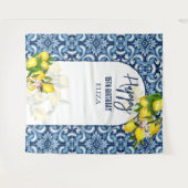 青いタイル レモン イタリア アマルフィ ハッピーバースデー タペストリー (正面(横))