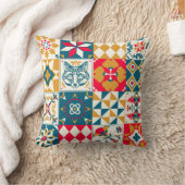 青いタイル：ヴィンテージモザイク背景。 クッション (ブランケット)