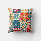 青いタイル：ヴィンテージモザイク背景。 クッション (裏面)