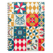 青いタイル:ヴィンテージモザイク背景。 ノートブック (正面)