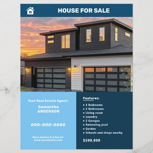 青いタイル – 不動産実在用 チラシ (正面)