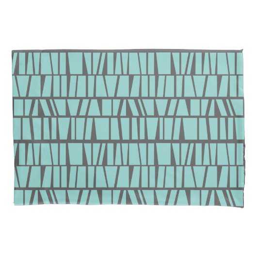 青いタイル 枕カバー (正面)