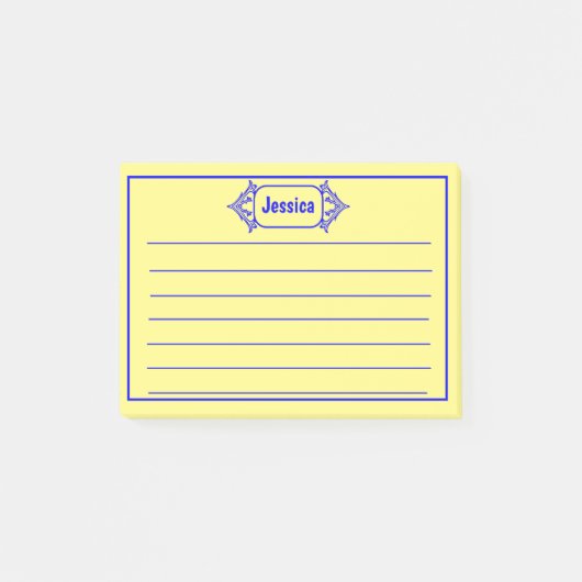 青いタイ華美トルパターン(の模様が)あるグラフィック ポストイット (正面)