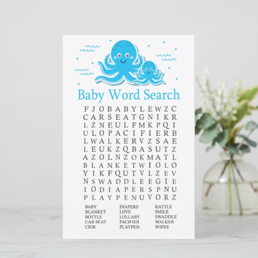 青いタコのベビーシャワー ワードサーチゲーム (スタンド正面)