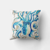 青いタコの喜劇的なスタイル クッション (裏面)