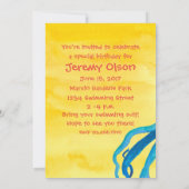 青いタコの誕生日パーティー招待状 招待状 (裏面)