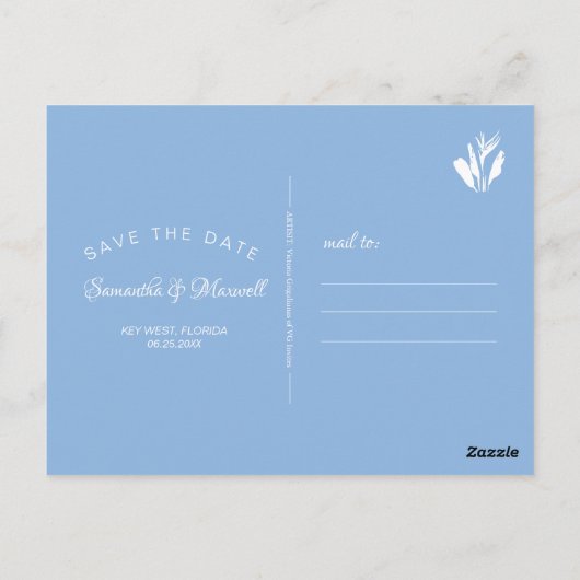 青いタコ　セーブ・ザ・デート ポストカード (裏面)