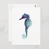 青いタツノオトシゴのデザインの航海のな大洋性のタツノオトシゴ ポストカード (正面/裏面)