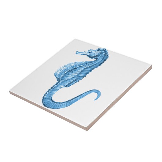 青いタツノオトシゴの沿岸航海のな海のビーチ タイル (側面)