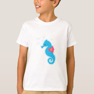 青いタツノオトシゴの漫画 Tシャツ