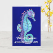 青いタツノオトシゴカード カード (黄色い花)