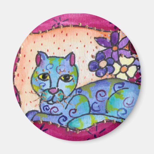 青いタビーキャット マグネット (正面)