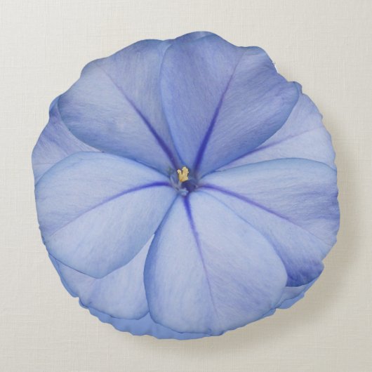 青いタマキビの花の円形の枕 ラウンドクッション (裏面)