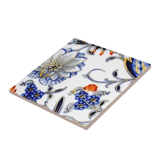 青いタマネギのヴィンテージの中国のプレートパターン タイル (側面)