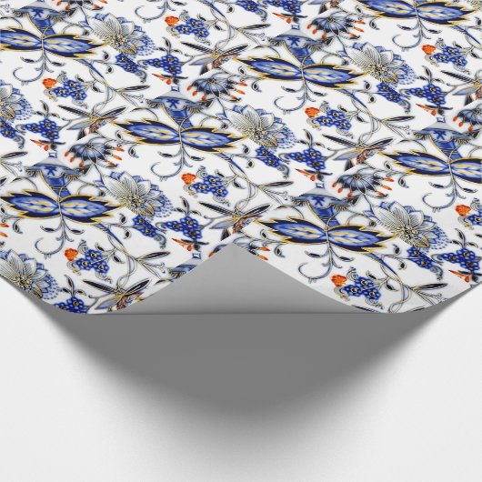 青いタマネギのヴィンテージの中国のプレートパターン ラッピングペーパー (角)