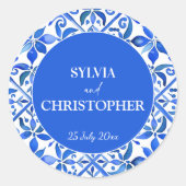 青いタラベスペインのラのタイルが一つ結婚に ラウンドシール (正面)